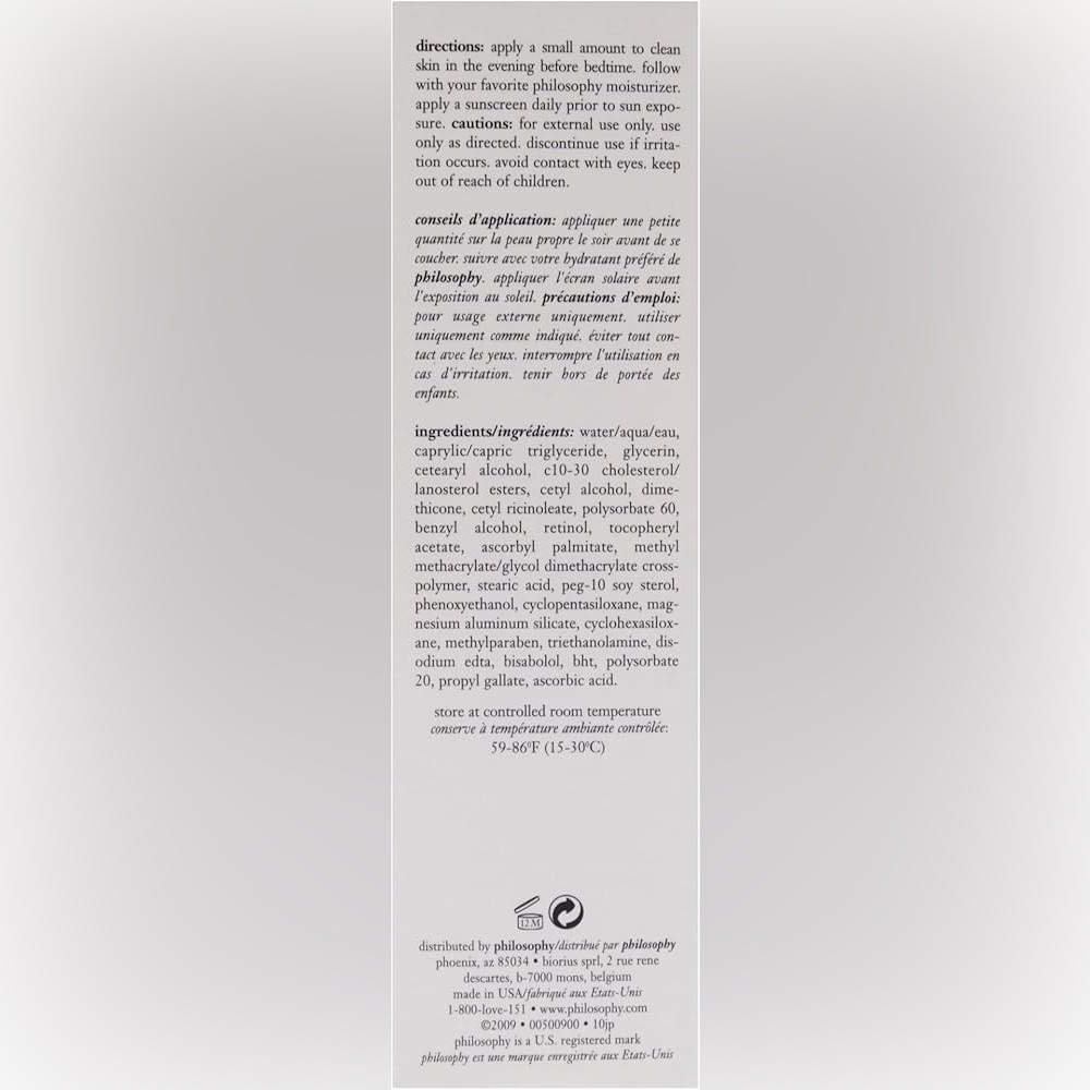 PHILOSOPHY HELP ME RETINOL NIGHT TREATMENT Full Size 1.05 Oz. NEW IN BOX!! - Picture 3 of 9